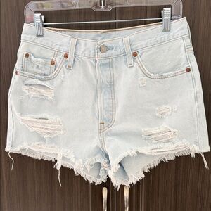 Levi's Light Blue Ripped Jean Shorts